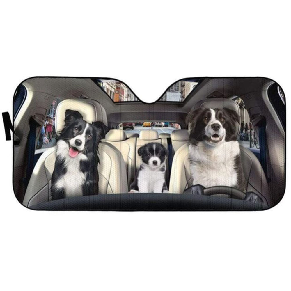 Custom Border Collie Puppy Car Sun Shades Windshield Accessories