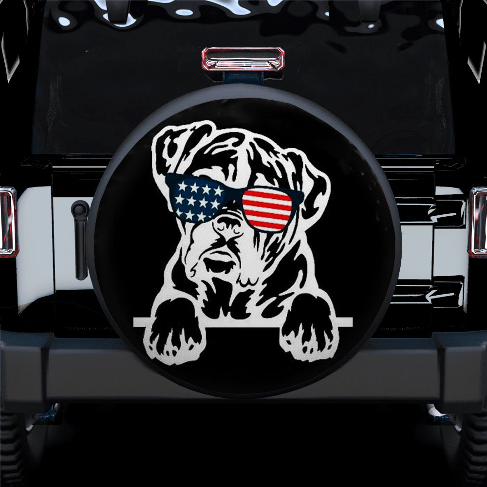 Boxer Dog US Flag Jeep Spare Tire Covers for Campers Gift