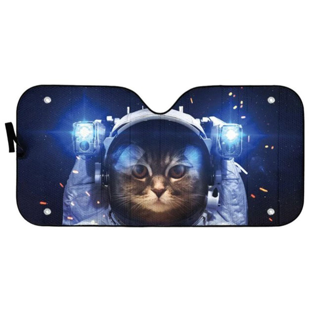 Brown Tabby Cat Astronaut Car Sun Shades for Windshield Decor Gift