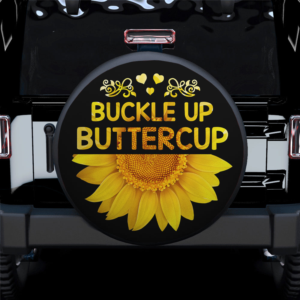 Sunflower Jeep Spare Tire Cover Gift for Campers - Buckle Up Buttercup