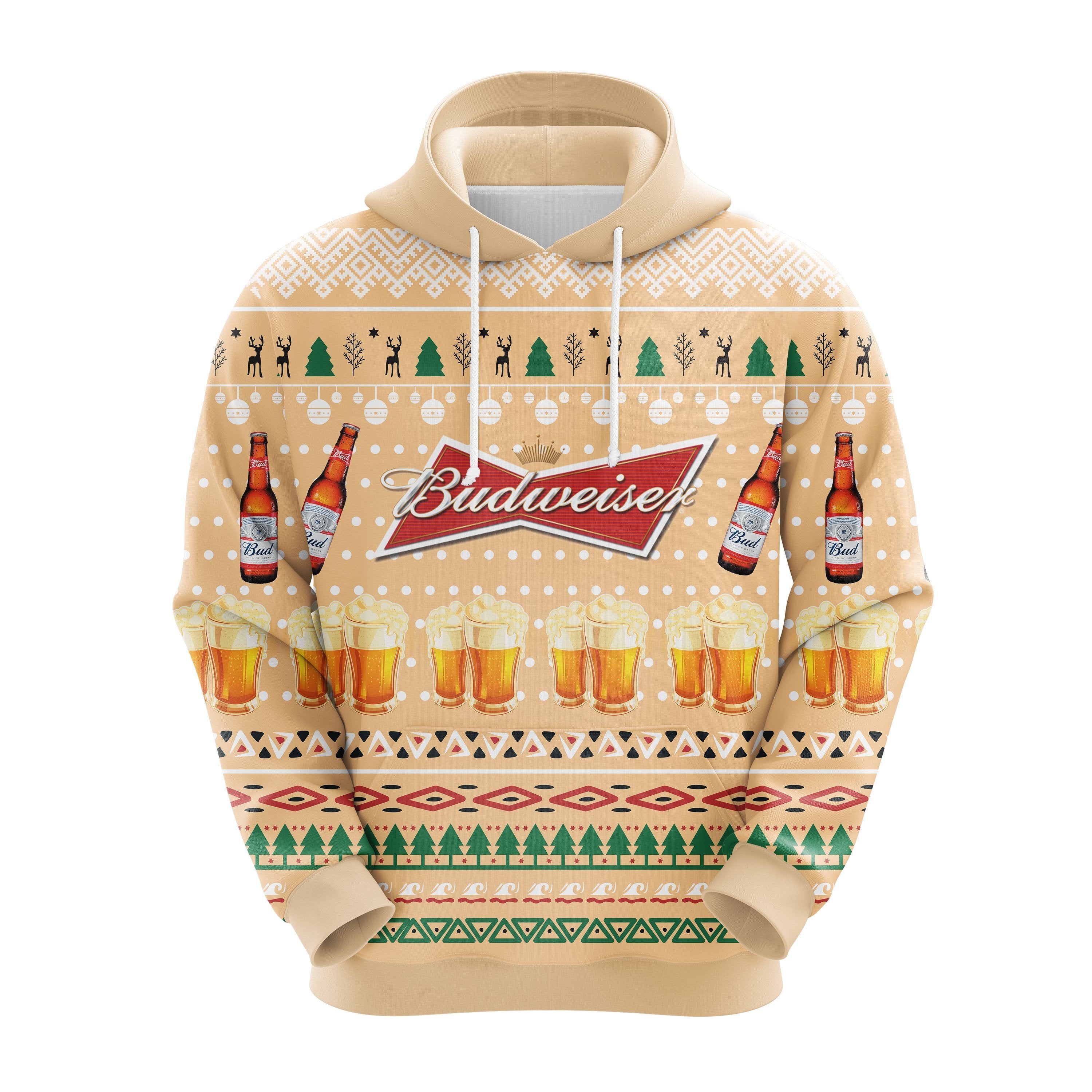 Budweiser Beer Christmas Hoodie - Cute Noel Mc Ugly Gift Idea