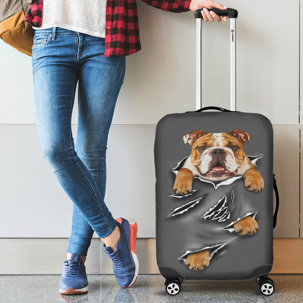 Bull Dog Design Luggage Cover Suitcase Protector for Travel