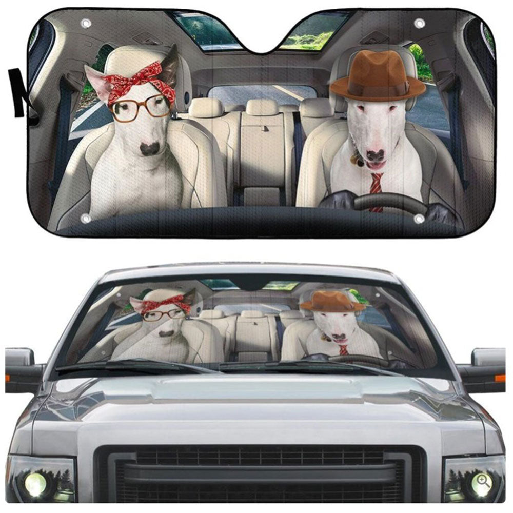Bull Terrier Dog Windshield Sun Shades Auto Accessories Gift Set