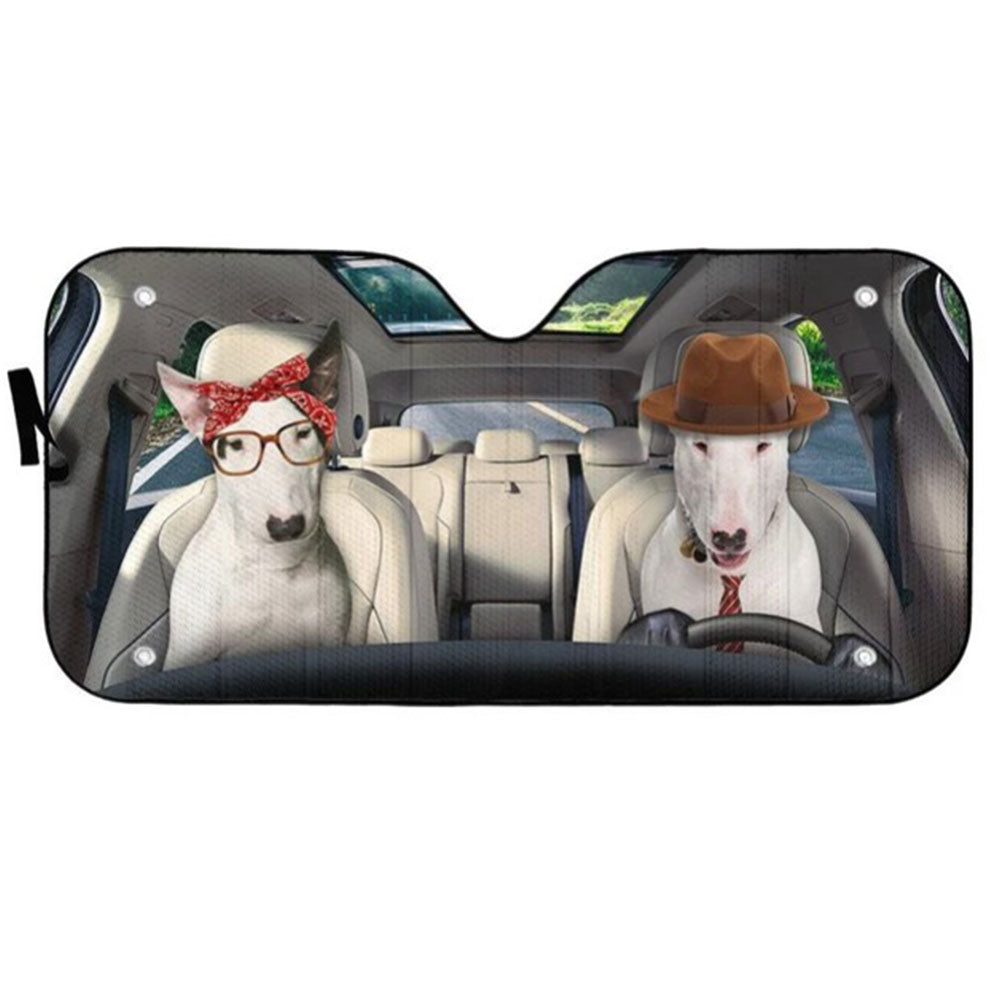 Bull Terrier Dog Windshield Sun Shades Auto Accessories Gift Set