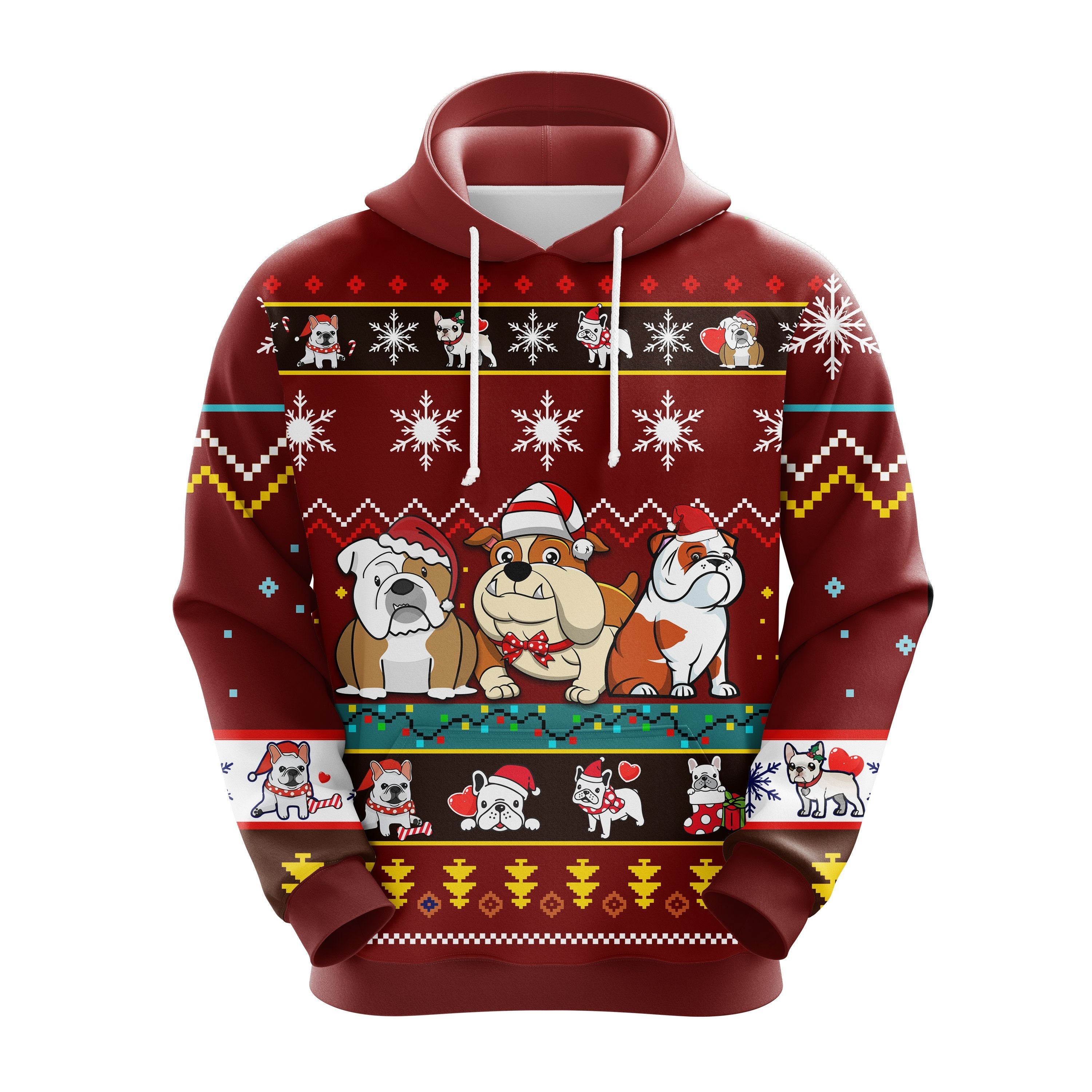 Cute Bulldog Christmas Hoodie - Amazing Gift Idea for Thanksgiving