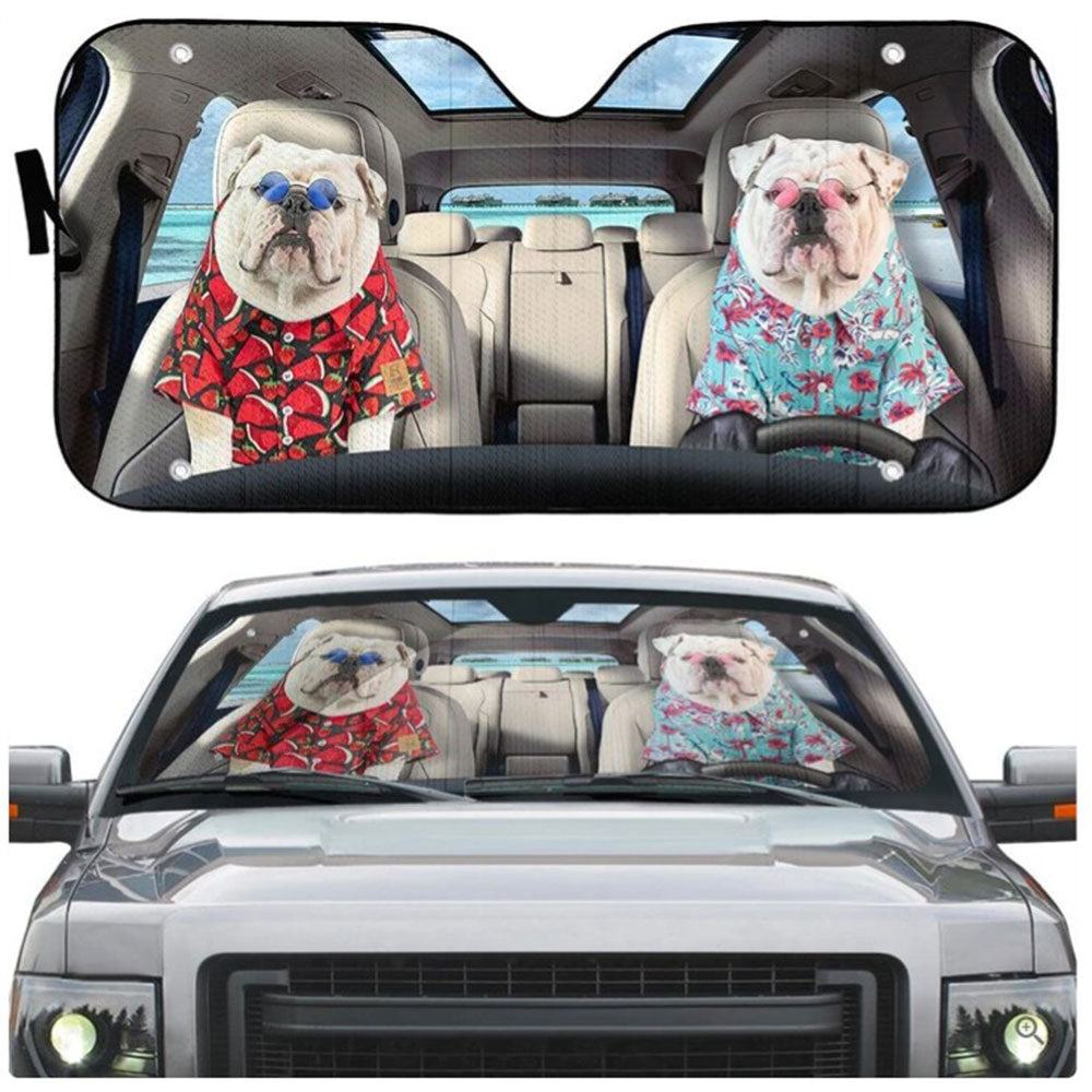 Cute Bulldog Car Sun Shades Windshield Accessories Gift Decor