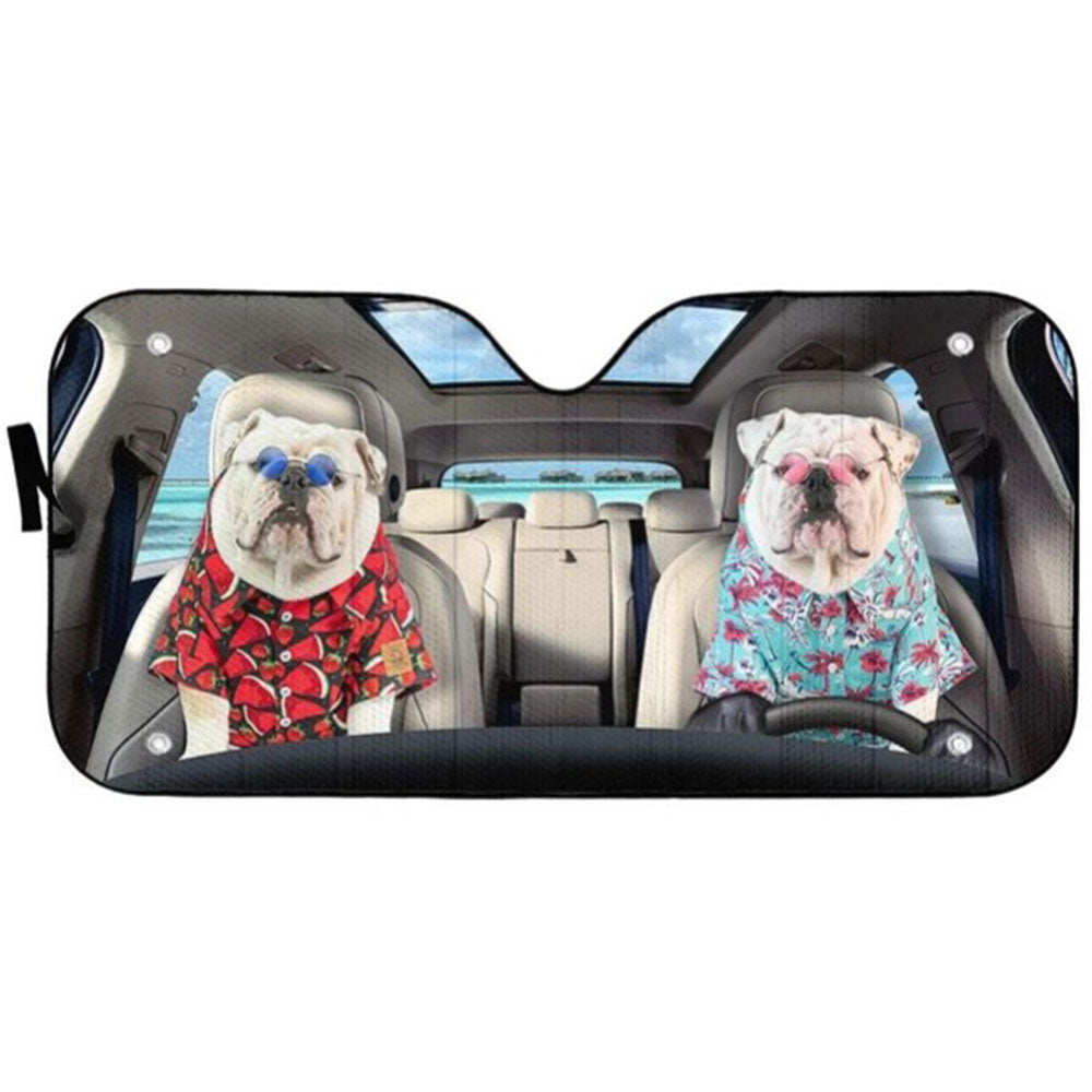 Cute Bulldog Car Sun Shades Windshield Accessories Gift Decor