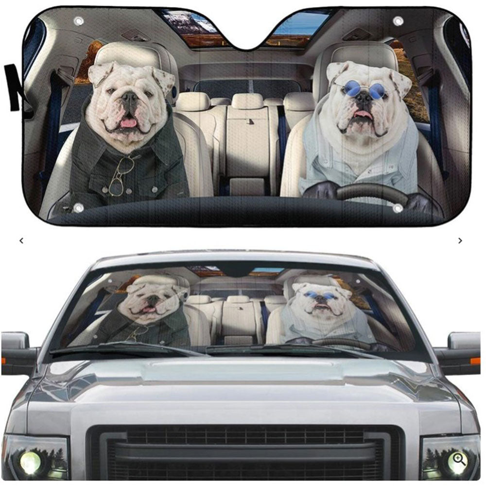 Funny Bulldog Custom Windshield Sun Shades Car Accessories Decor Gift