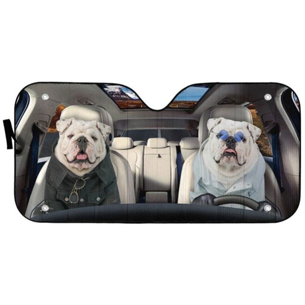Funny Bulldog Custom Windshield Sun Shades Car Accessories Decor Gift