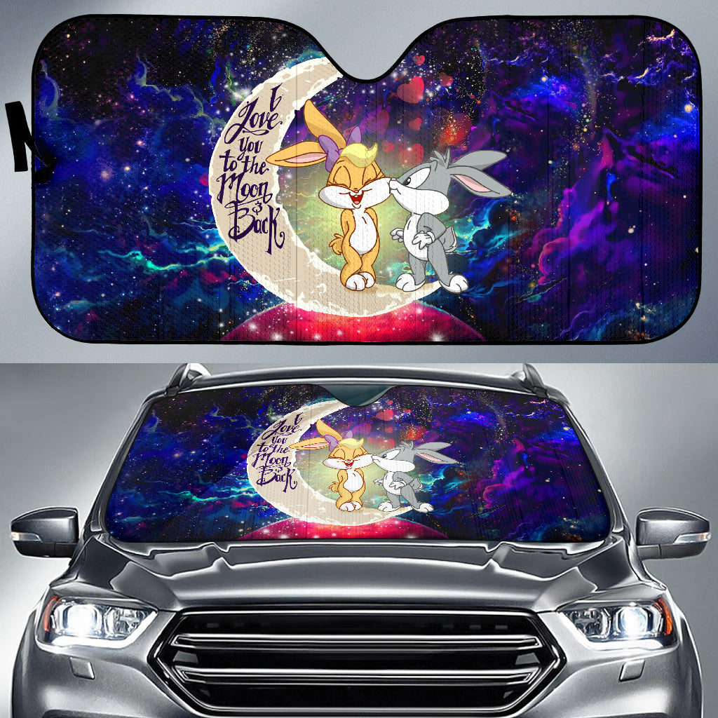 Bunny Couple Love You To The Moon Galaxy Car Sunshades