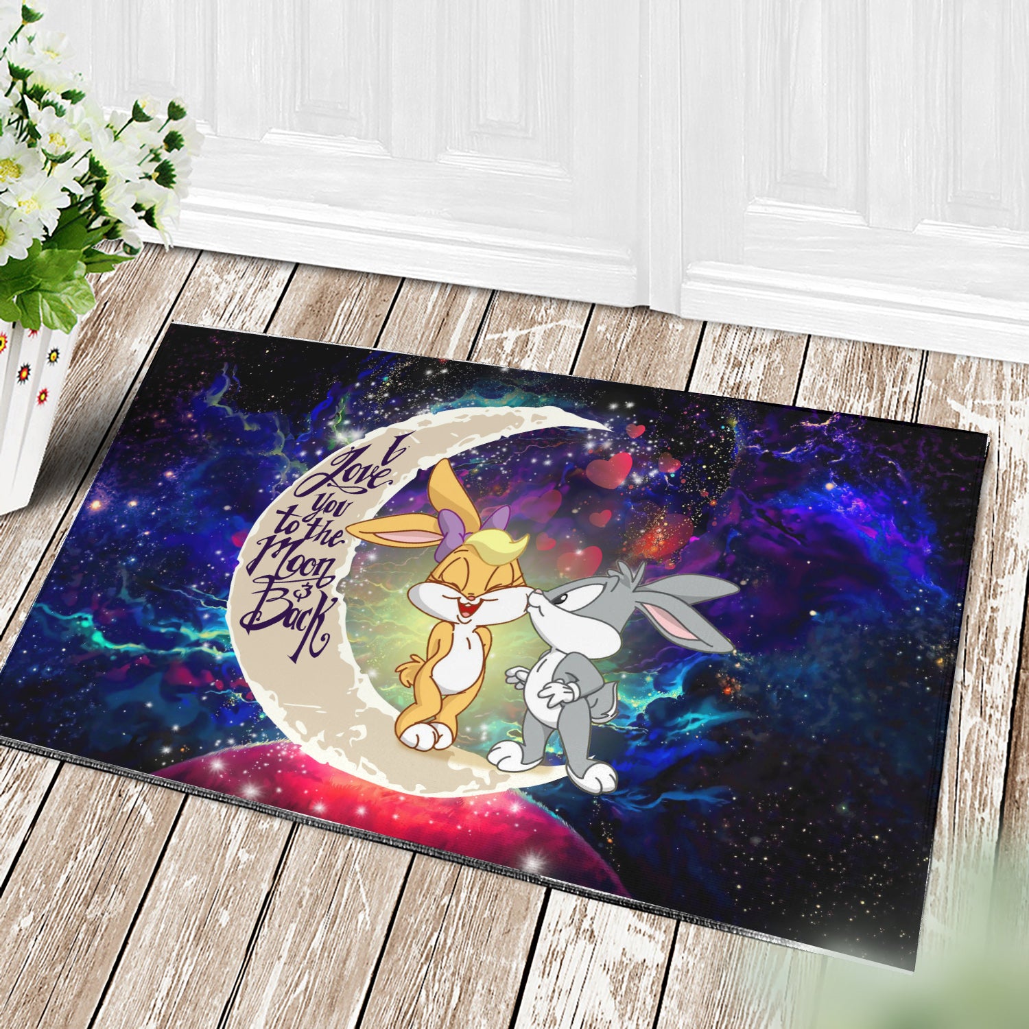 Bunny Couple Love You To The Moon Galaxy Doormat Home Decor