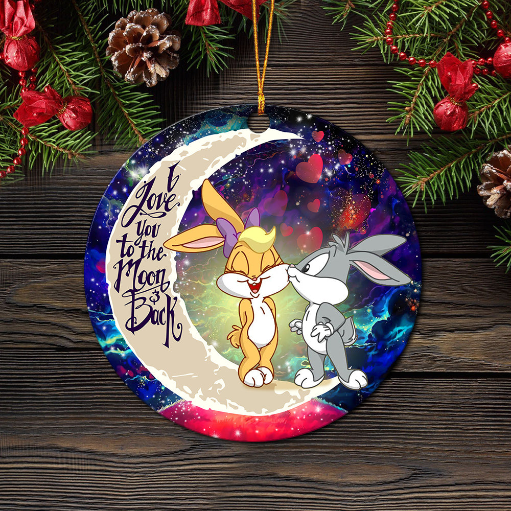 Bunny Couple Love You To The Moon Galaxy Ornament Perfect Holiday Gift