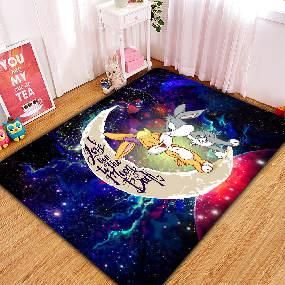 Bunny Couple Love You To The Moon Galaxy Rug Carpet Home Decor