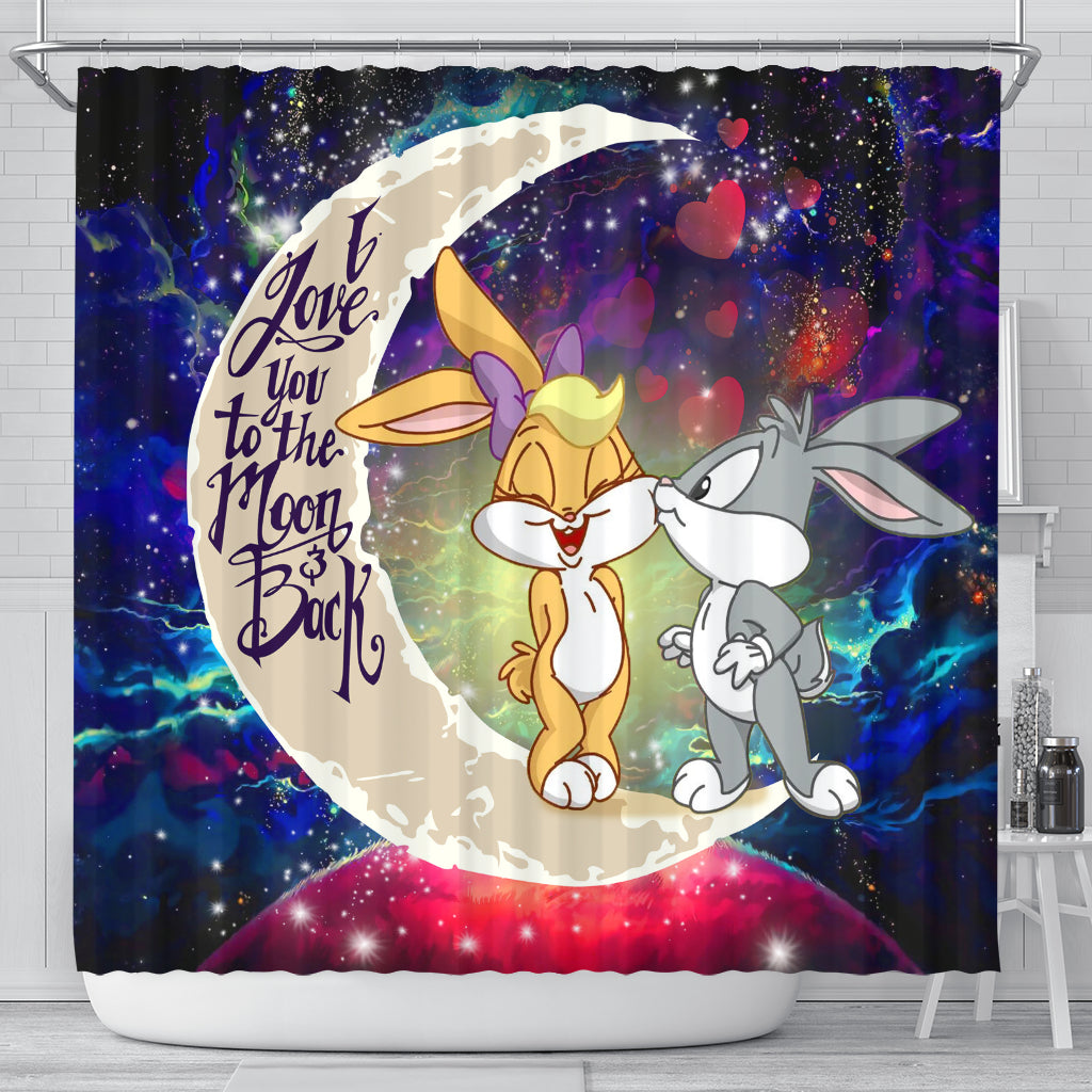 Love You To The Moon Bunny Couple Galaxy Shower Curtain