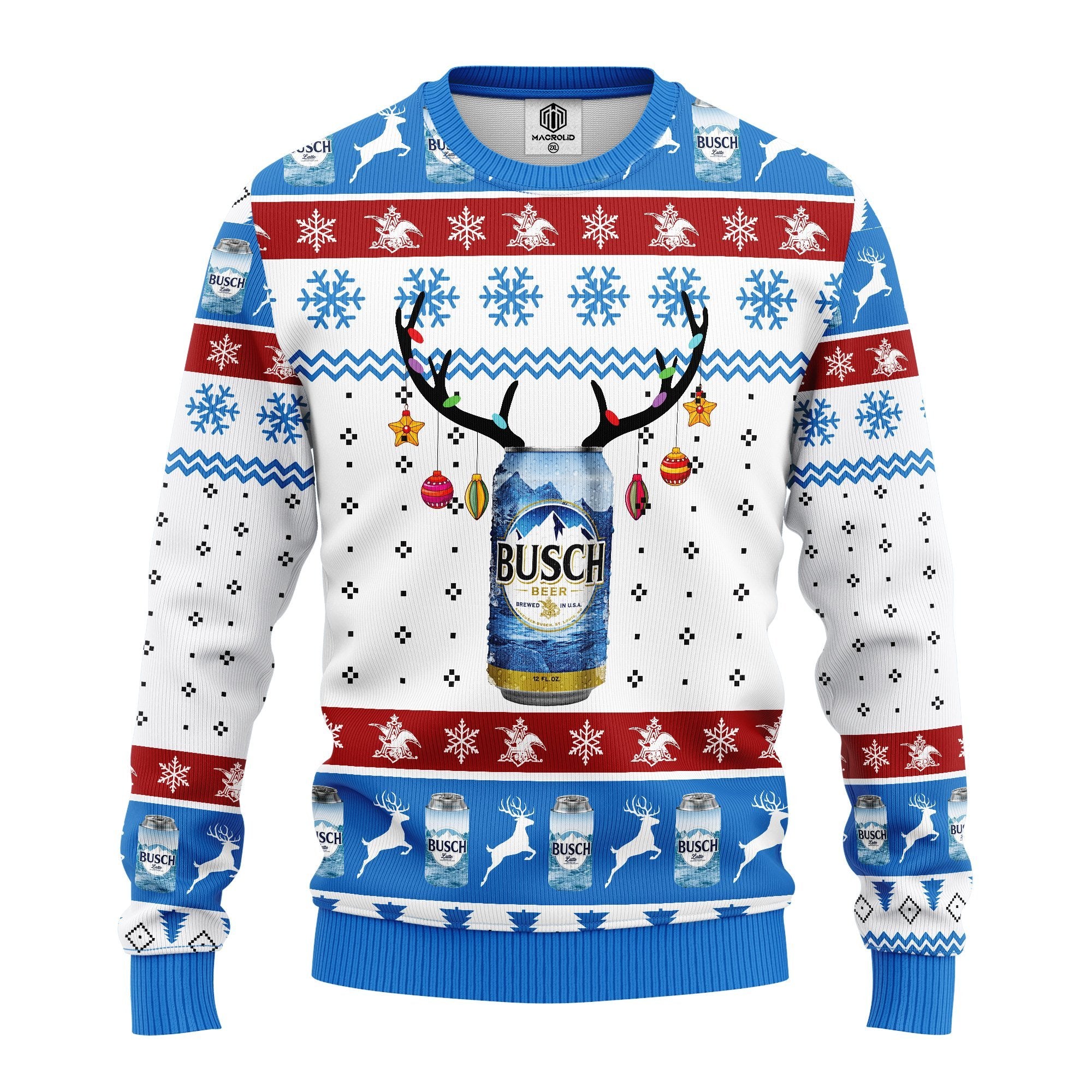 Busch Blue White Ugly Christmas Sweater Gift for Thanksgiving