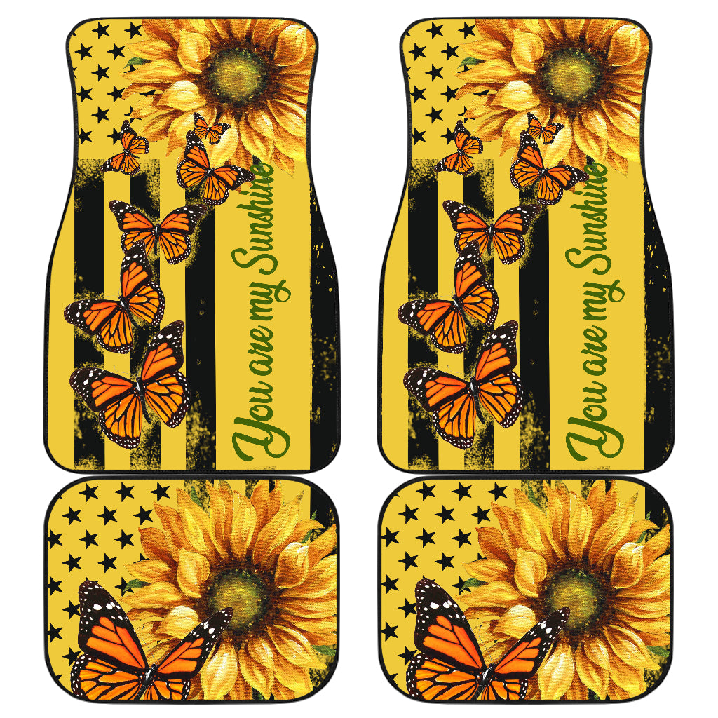 Yellow Butterfly Sunflower Car Floor Mats - Stylish Car Accessories