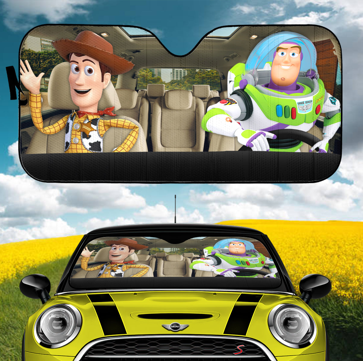 Buzz Lightyear Woody Car Sunshades for Auto Windshield Protection