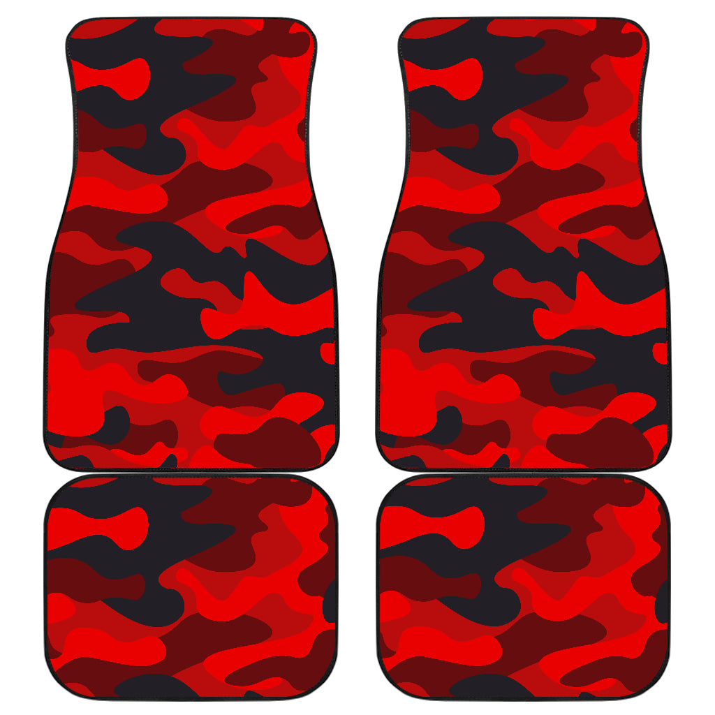 Bright Red Camo Car Floor Mats - Durable Car Accessories