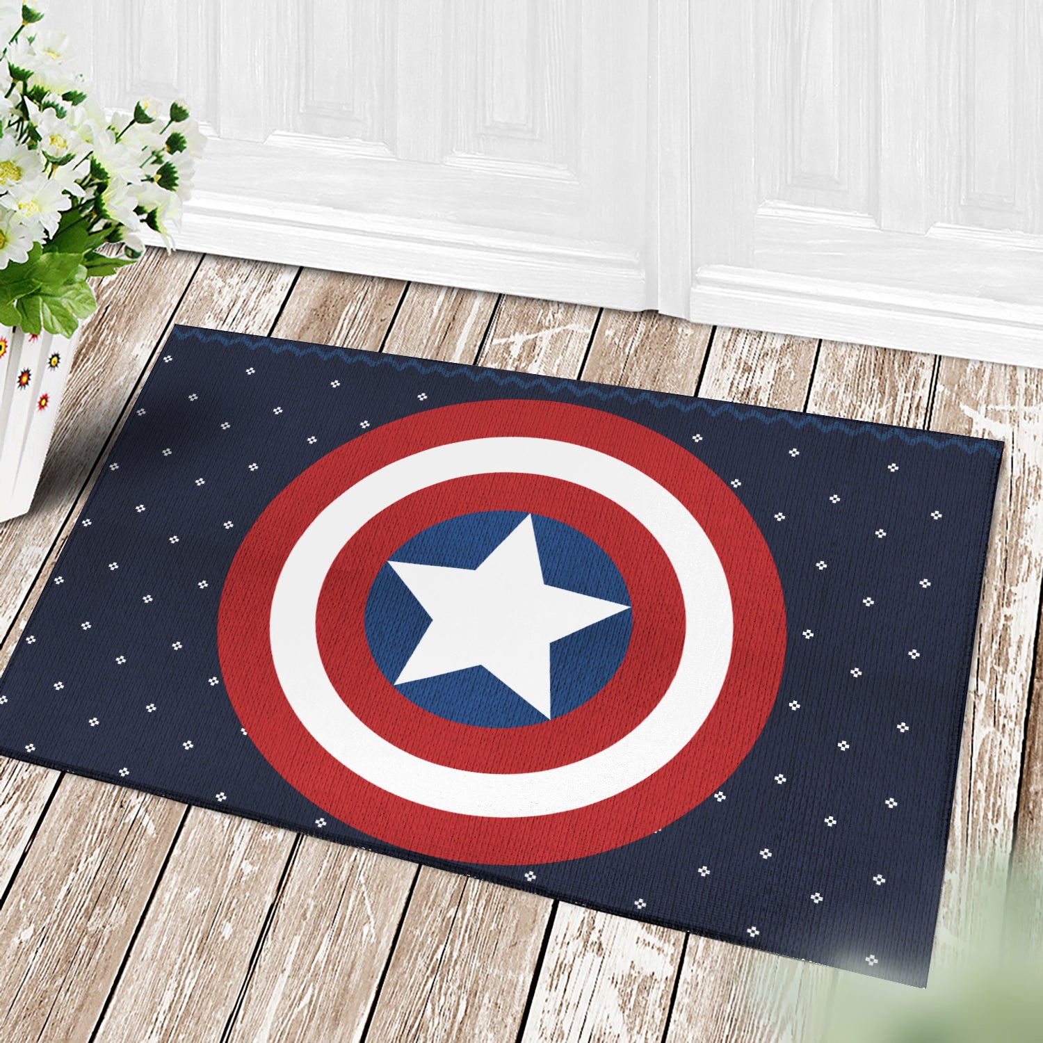 Captain America Holiday Doormat for Home Decor Christmas