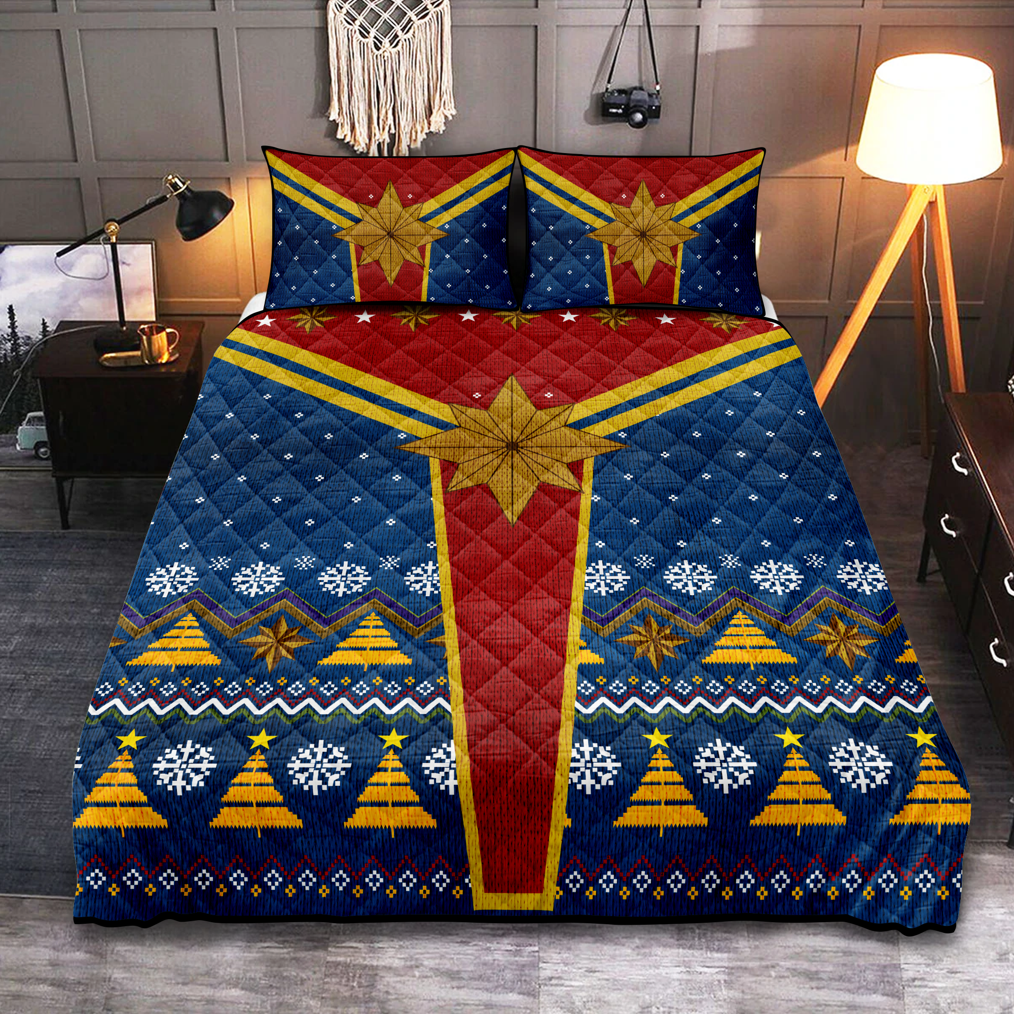 Christmas Captain Quilt Bed Set for Festive Bedroom Decor