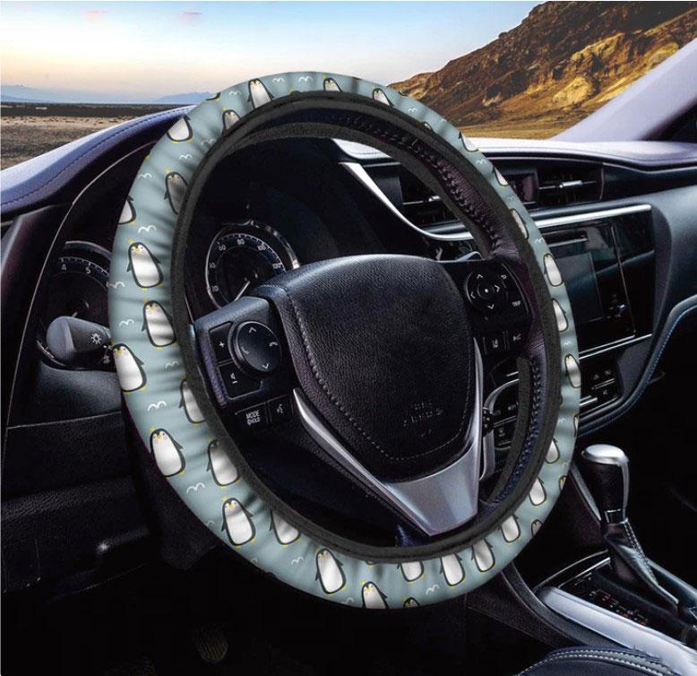 Emperor Penguin Cartoon Print Car Steering Wheel Cover 7212
