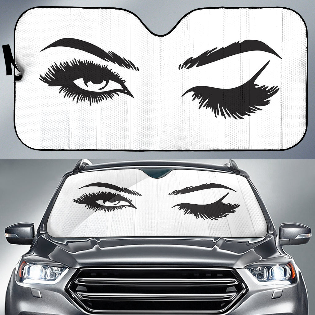 Black Cartoon Eyelash Lady Sun Shades for Car Windshield Accessories