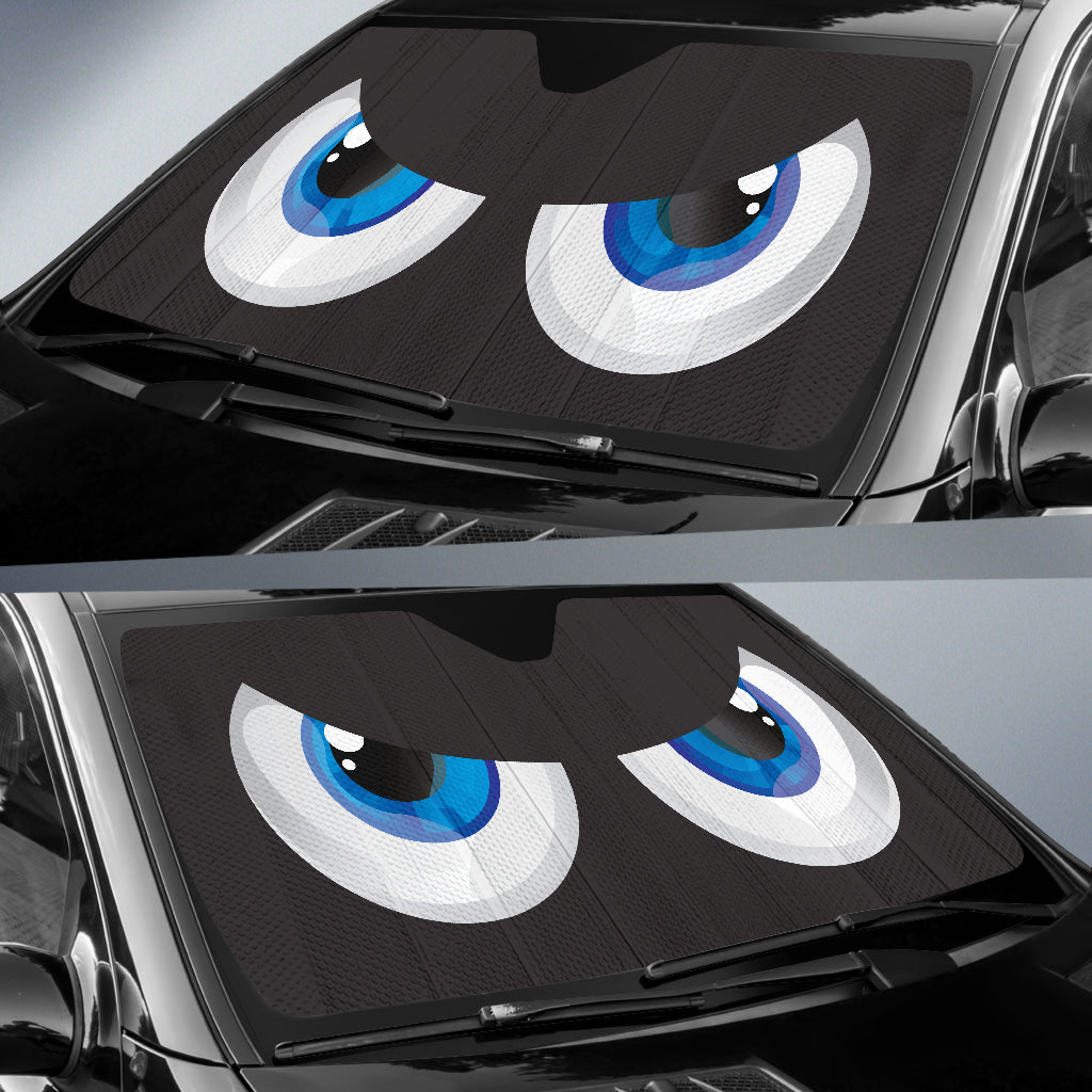 Funny Cartoon Angry Blue Eyes Car Sun Shades Windshield Accessories