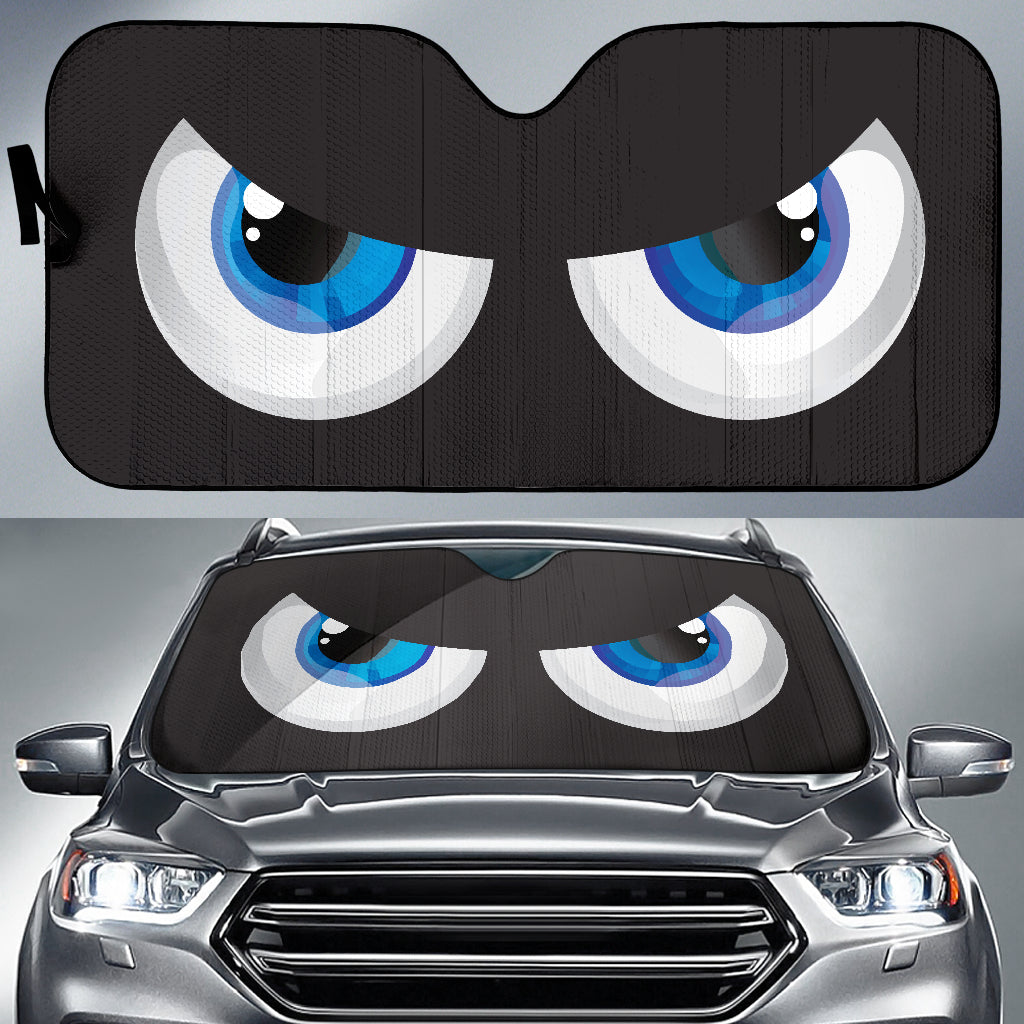 Funny Cartoon Angry Blue Eyes Car Sun Shades Windshield Accessories