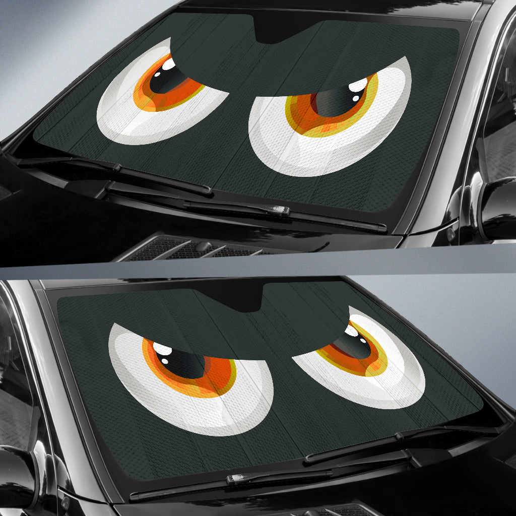 Funny Yellow Cartoon Eyes Car Sun Shades Windshield Accessories