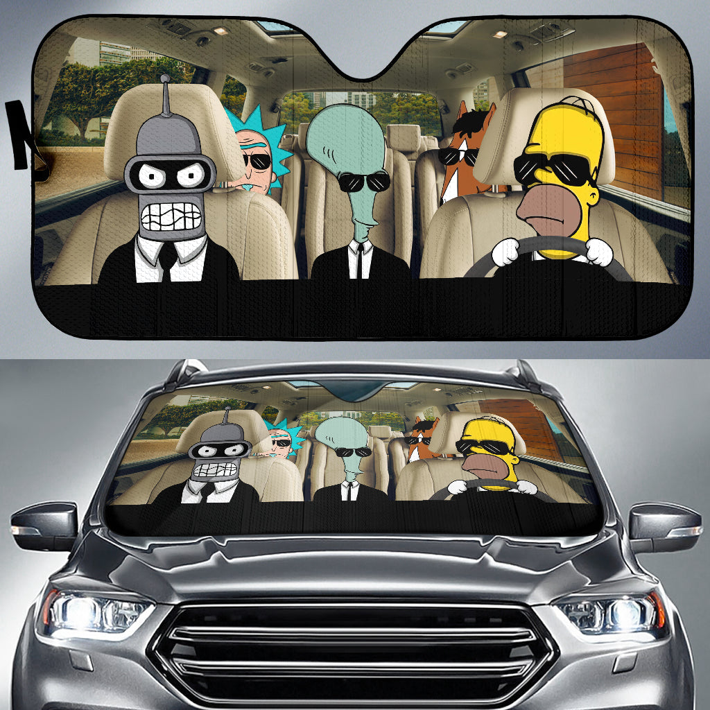 Simpsons Cartoon Rick Car Auto Sunshades for Windshield Protection