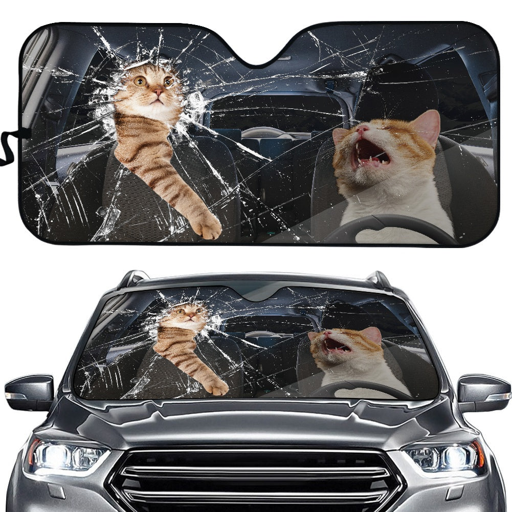 Cat Car Sunshades for Broken Glass Protection - Auto Window Covering