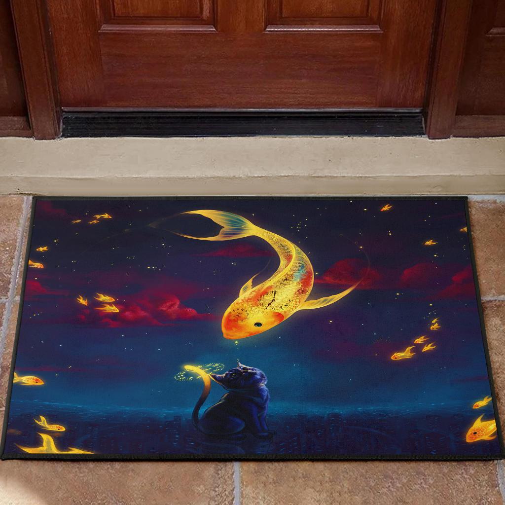 Catch The Moon Cat Fish Doormat for Home Decor Cat