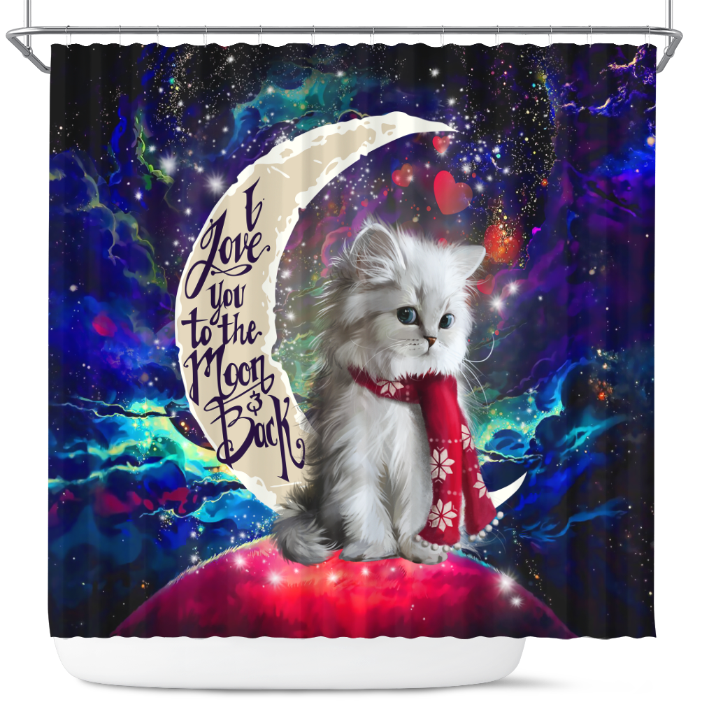 Cat Love You To The Moon Galaxy Design Shower Curtain