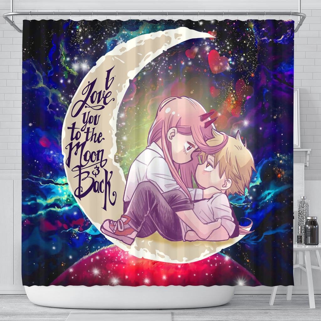 Chainsaw Man Denji X Power Galaxy To The Moon Shower Curtain