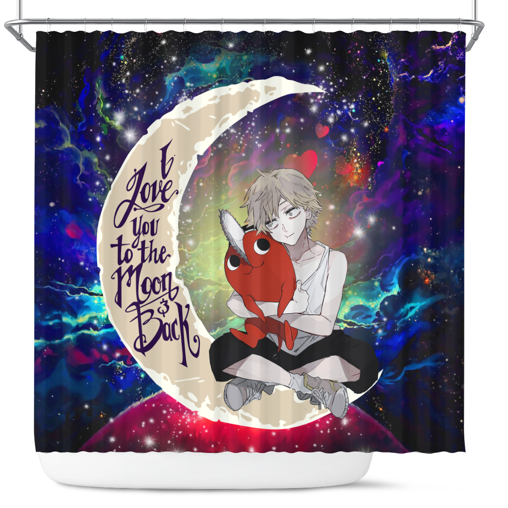 Chainsaw Man Love You To The Moon Galaxy Art Shower Curtain