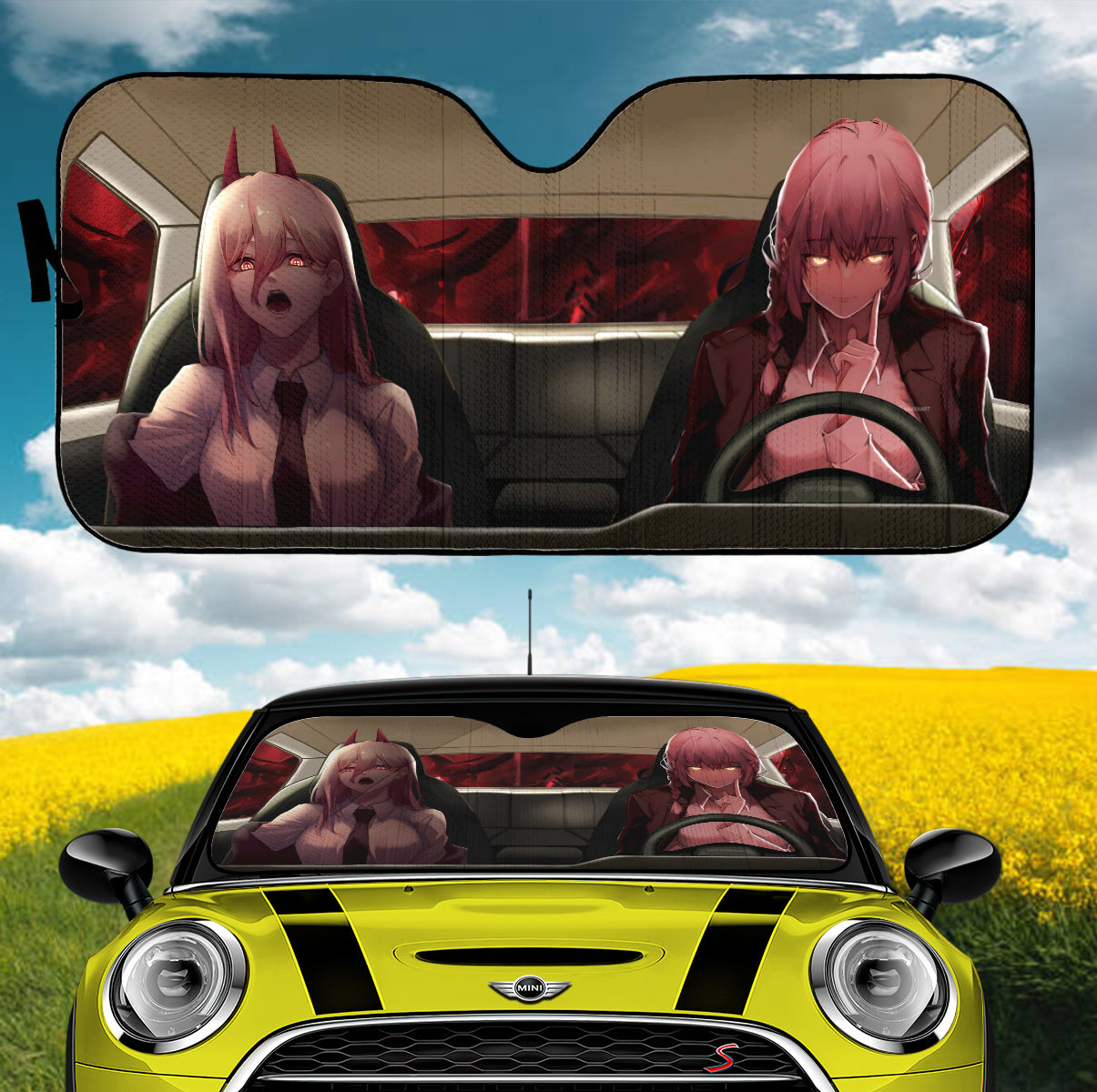 Chainsaw Man Makima Power Car Auto Windshield Sunshades