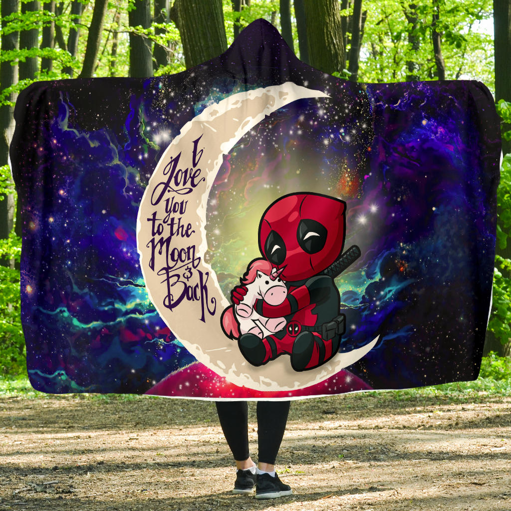 Chibi Deadpool Unicorn Galaxy Hooded Blanket - Love You to the Moon