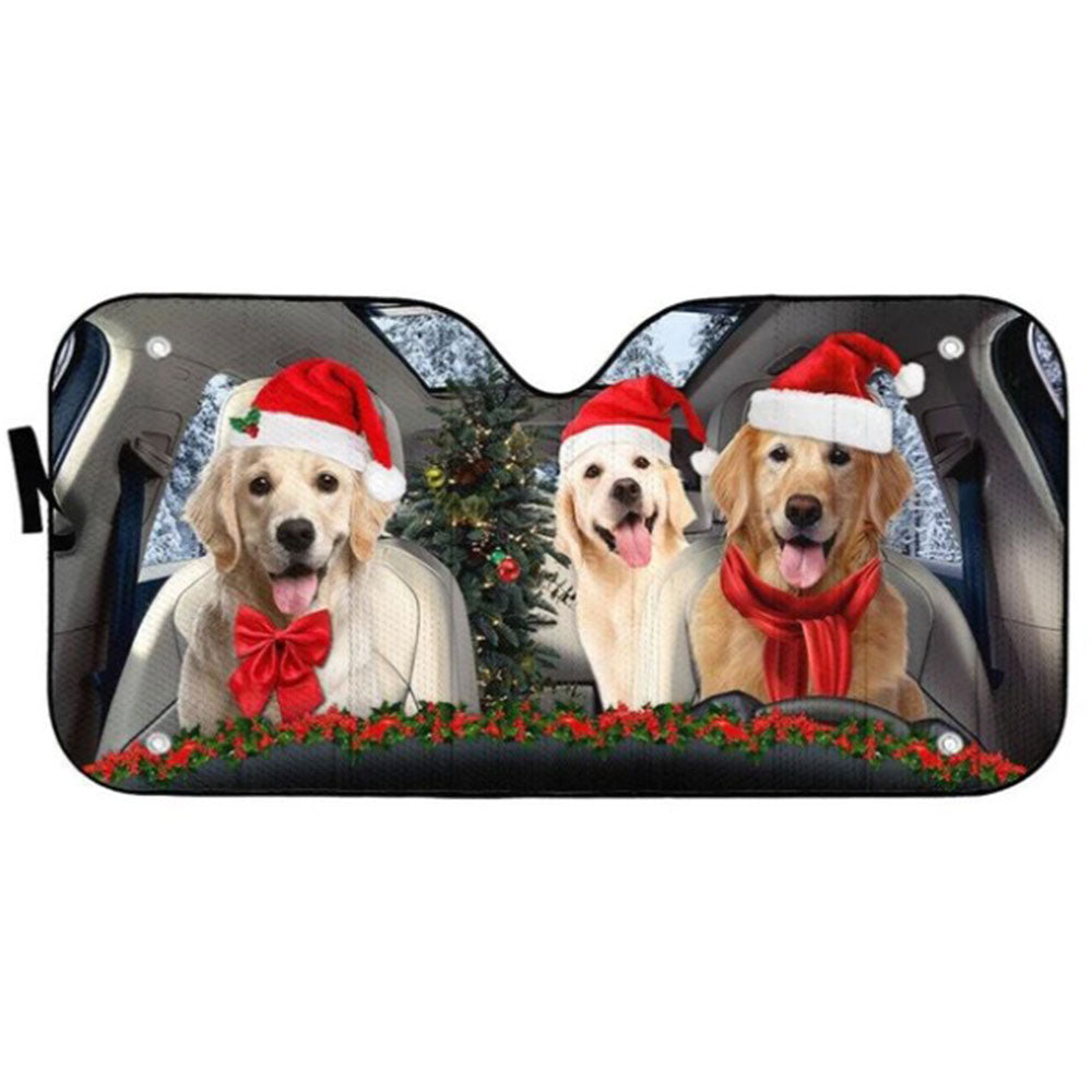 Custom Golden Retriever Christmas Sun Shades for Car Windshield Decor