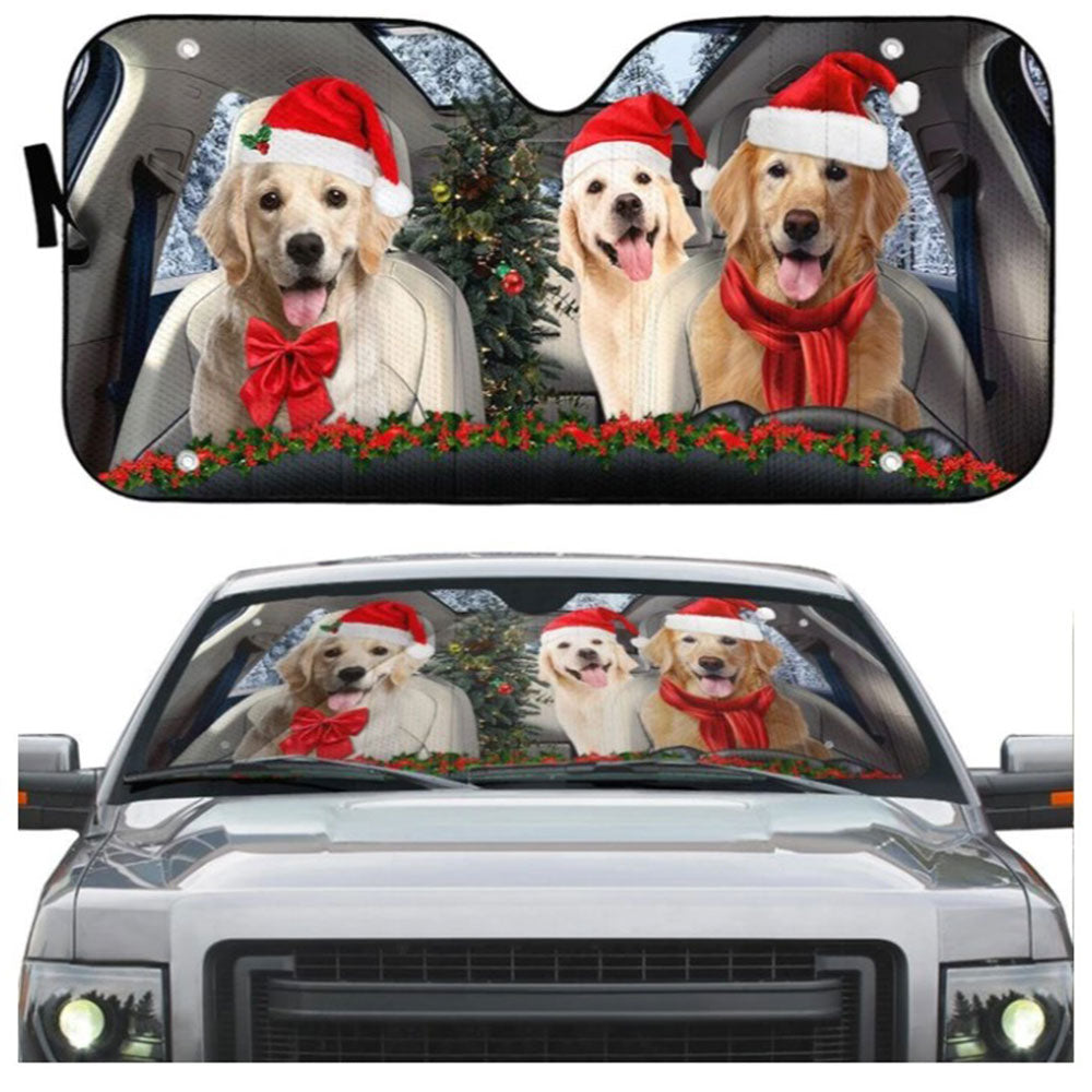 Custom Golden Retriever Christmas Sun Shades for Car Windshield Decor