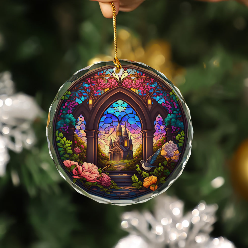 Stained Glass Church Ornament for Christmas Holiday Gift