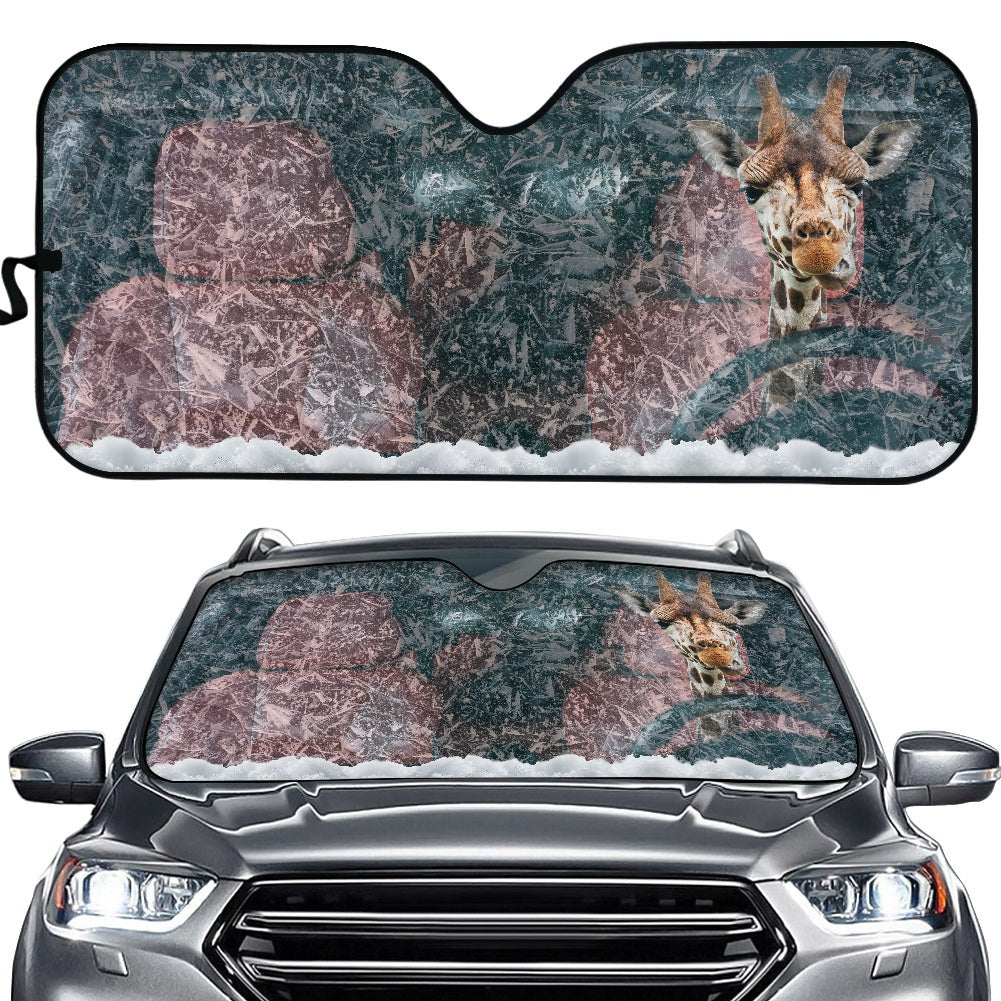 Giraffe Pattern Car Sunshades for Auto Heat Protection