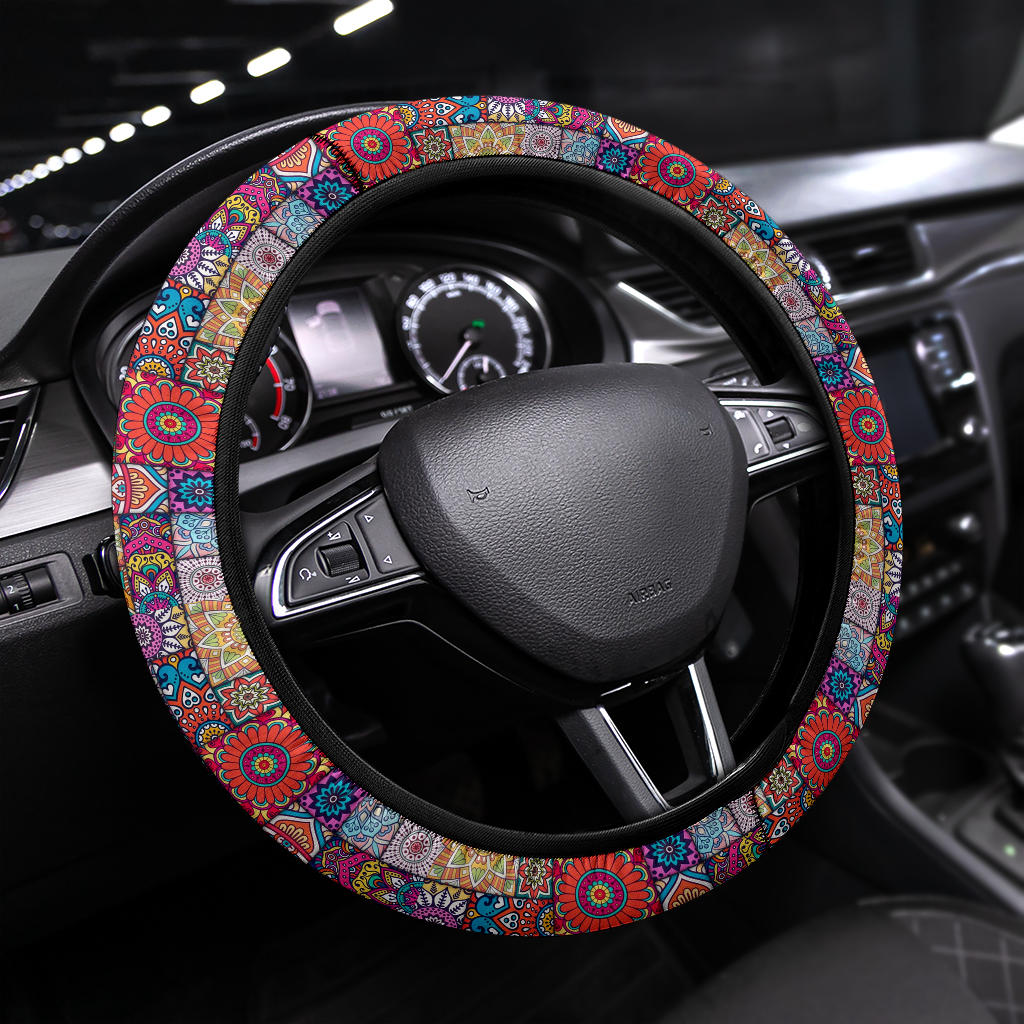 Premium Color Flowers Steering Wheel Cover for Car 7065