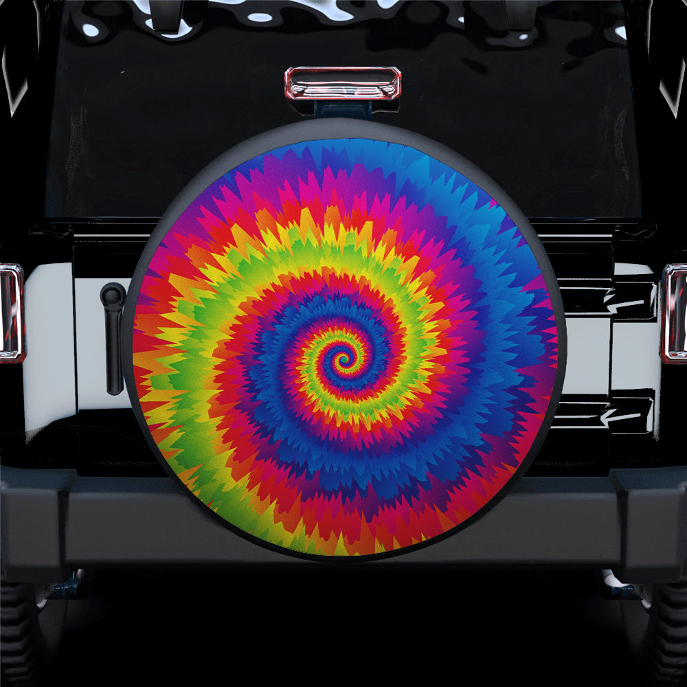 Colorful Abstract Tie Dye Jeep Car Spare Tire Cover for Campers