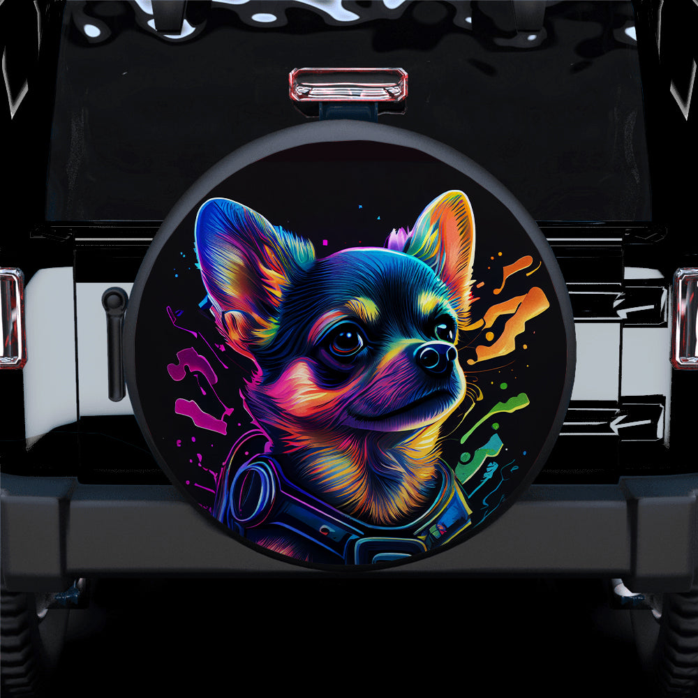 Colorful Chihuahua Dog Portrait for Jeep Car Spare Tire Covers
