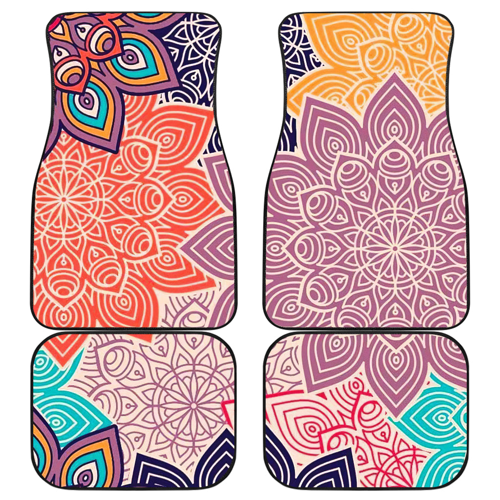 Colorful Floral Mandala Car Accessories - Floor Mats for Vehicles
