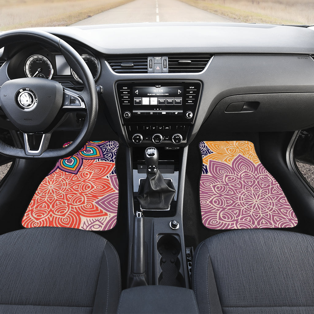 Colorful Floral Mandala Car Accessories - Floor Mats for Vehicles
