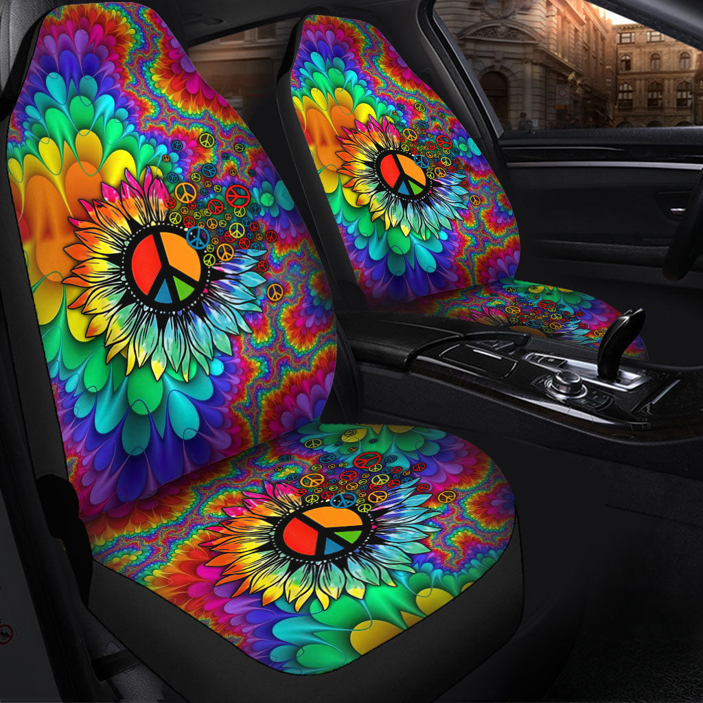 Colorful Hippie Mandala Sunflower Car Seat Covers Premium Decor