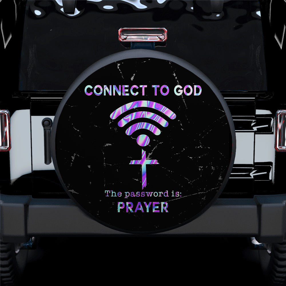Connected To God Password Prayer Jeep Tire Cover for Campers Gift