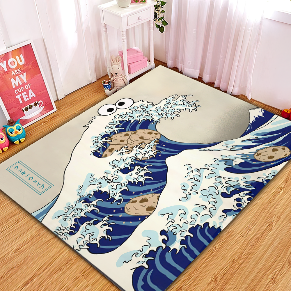 Great Wave Design Cookie Rug for Home Room Decor Cookie