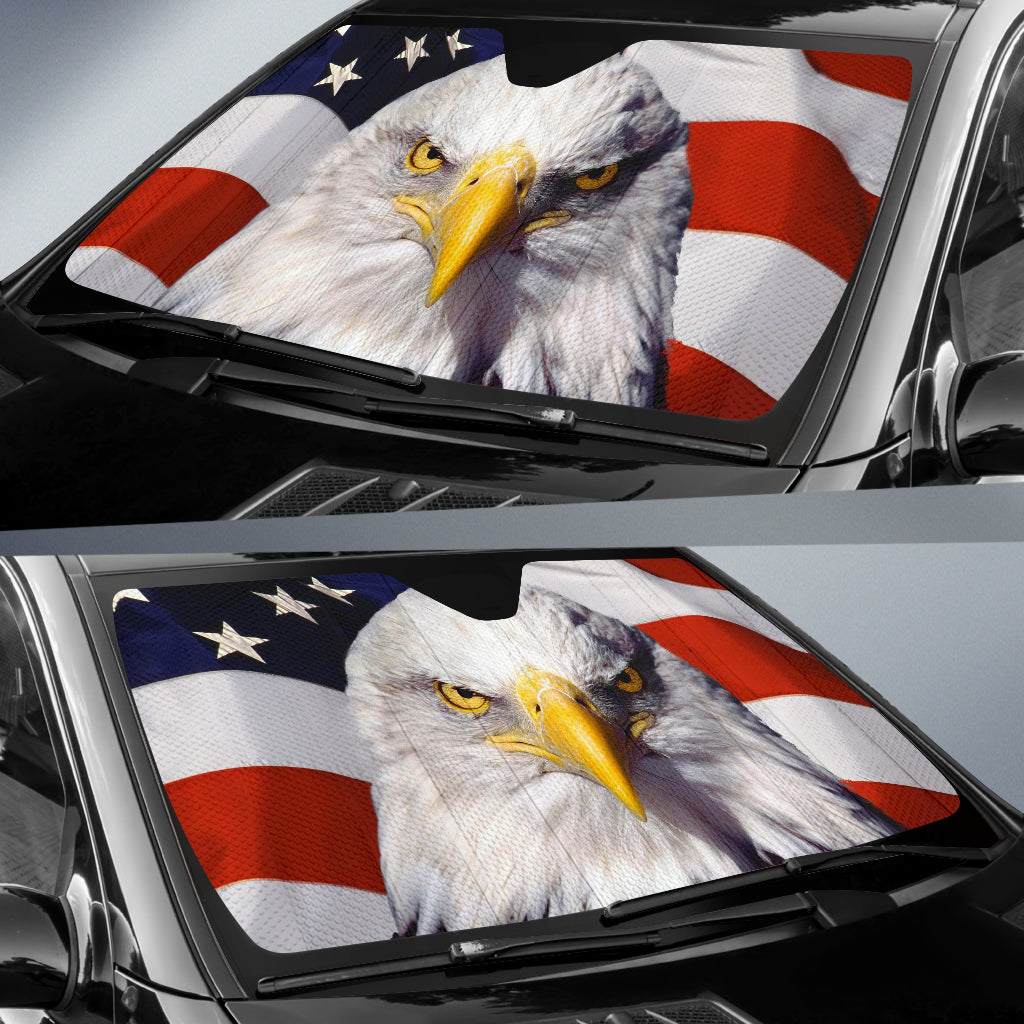 American Flag Eagle Car Sun Shades Windshield Accessories Decor